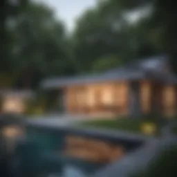 Modern backyard house addition showcasing innovative design.