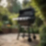 Elegant BBQ gas grill showcased in a lush backyard setting