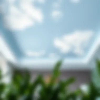 Sky-inspired soft blue ceiling with white clouds