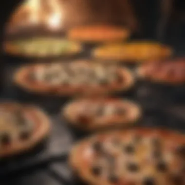 Vibrant Assortment of Pizzas A vibrant assortment of pizzas cooked in a tabletop oven