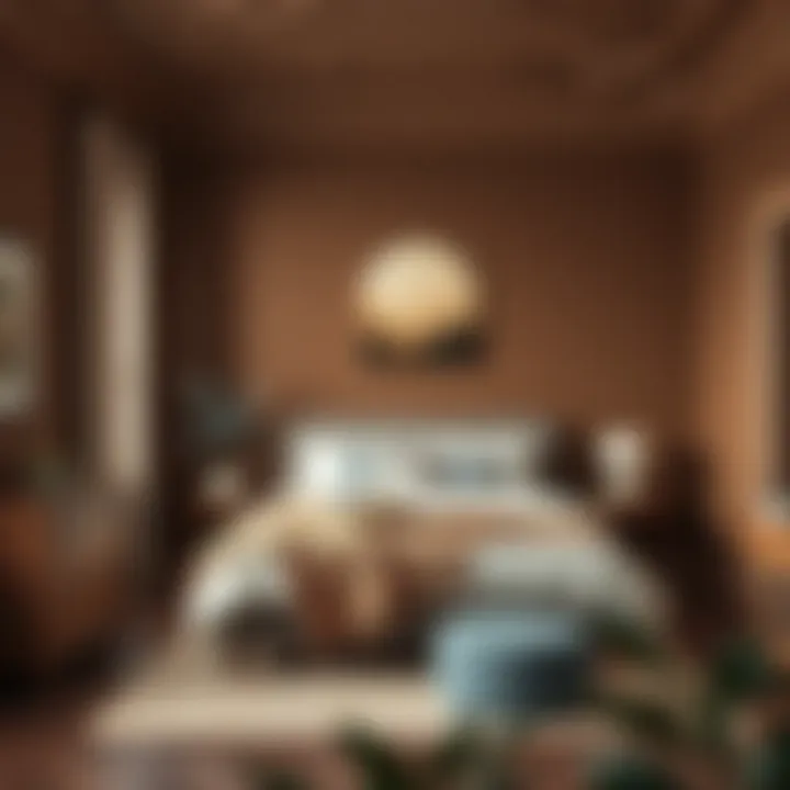 Cozy bedroom featuring various shades of brown paint