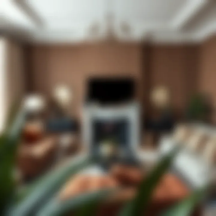 Elegant living room painted in warm brown tones