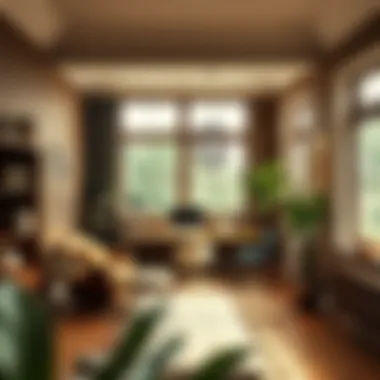 Home office with brown walls and modern decor