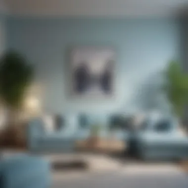Serene Living Room with Soft Blue Hues Serene living room painted in soft blue hues