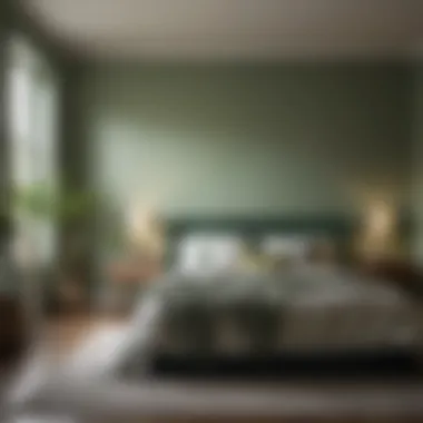 Tranquil Bedroom Featuring Muted Green Walls Tranquil bedroom with muted green walls