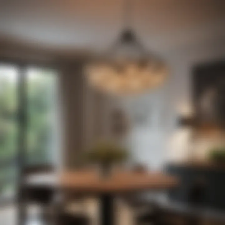 A beautifully designed pendant chandelier illuminating a cozy dining space