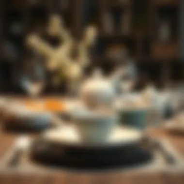 Dish set beautifully arranged on a dining table