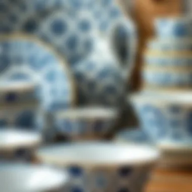 Close-up of intricate patterns on dishware