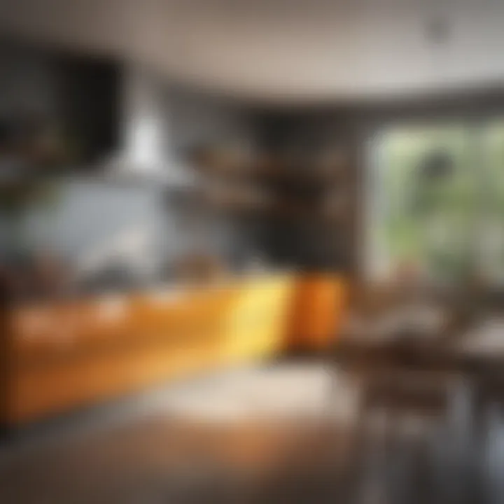 A stylish kitchen featuring modern color contrasts