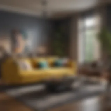 Dynamic Living Room with Contrasting Color Accents Dynamic living room with contrasting color accents