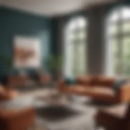 A modern living room featuring a harmonious blend of color schemes in furniture.