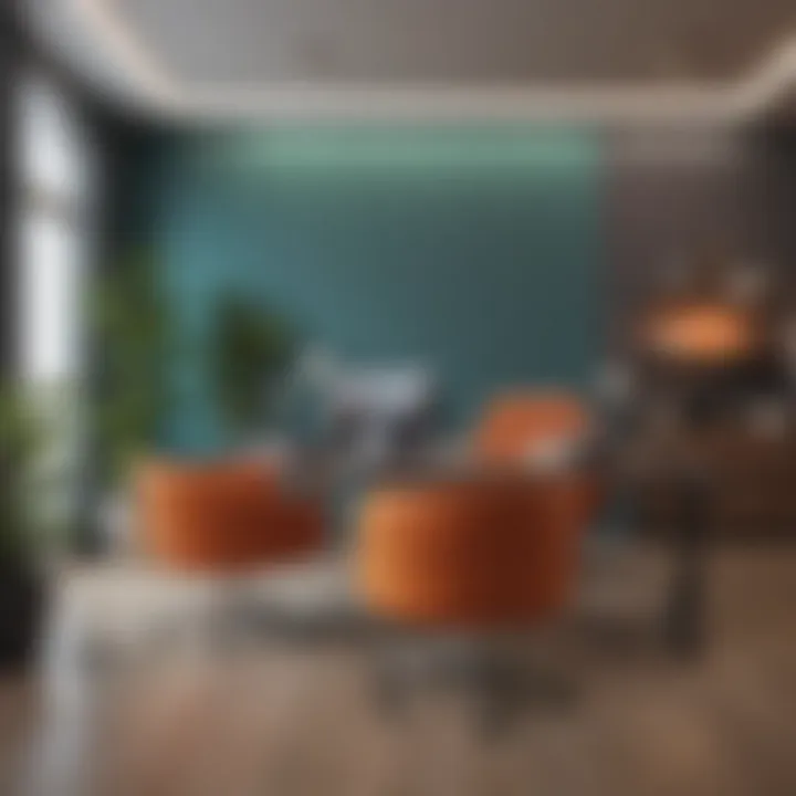 A stylish office space demonstrating effective color combinations in furniture.