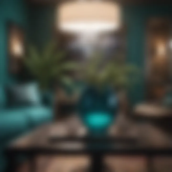 Interior room featuring teal accents and decor