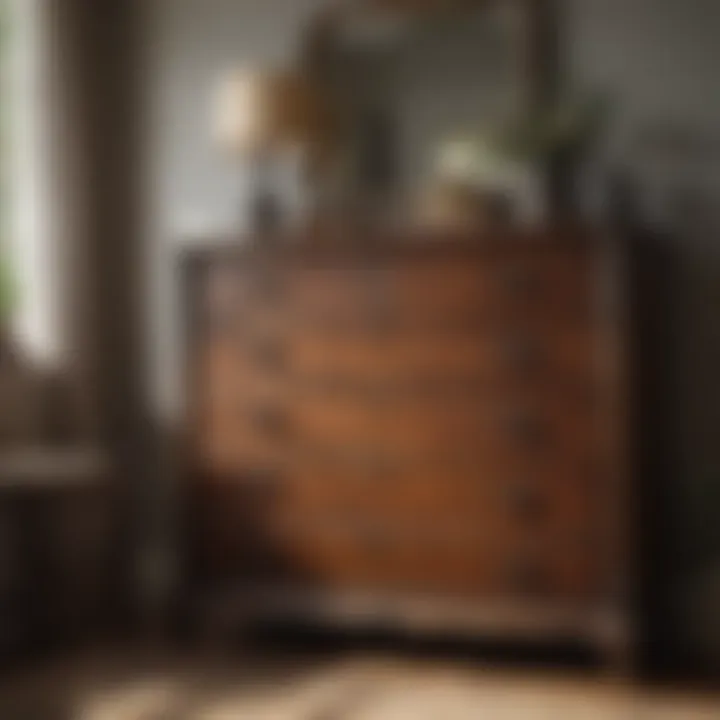 Antique dresser with vintage decor in a farmhouse setting