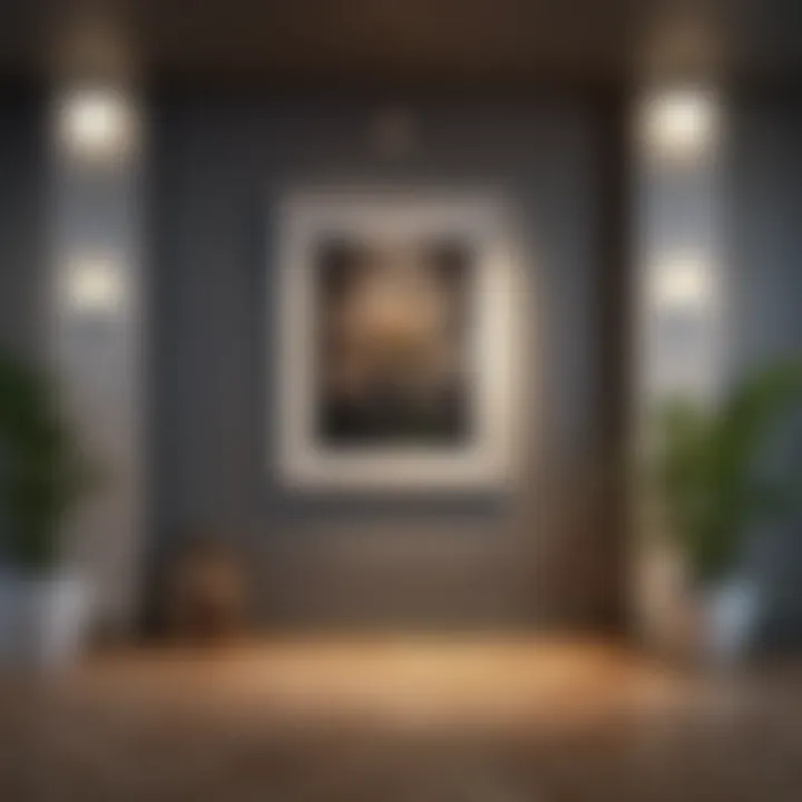 Accent lighting highlighting artwork on a gallery wall