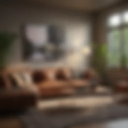 Showcasing ambient lighting in a modern living room