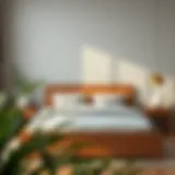 Elegant solid wood bed frame showcasing natural grains