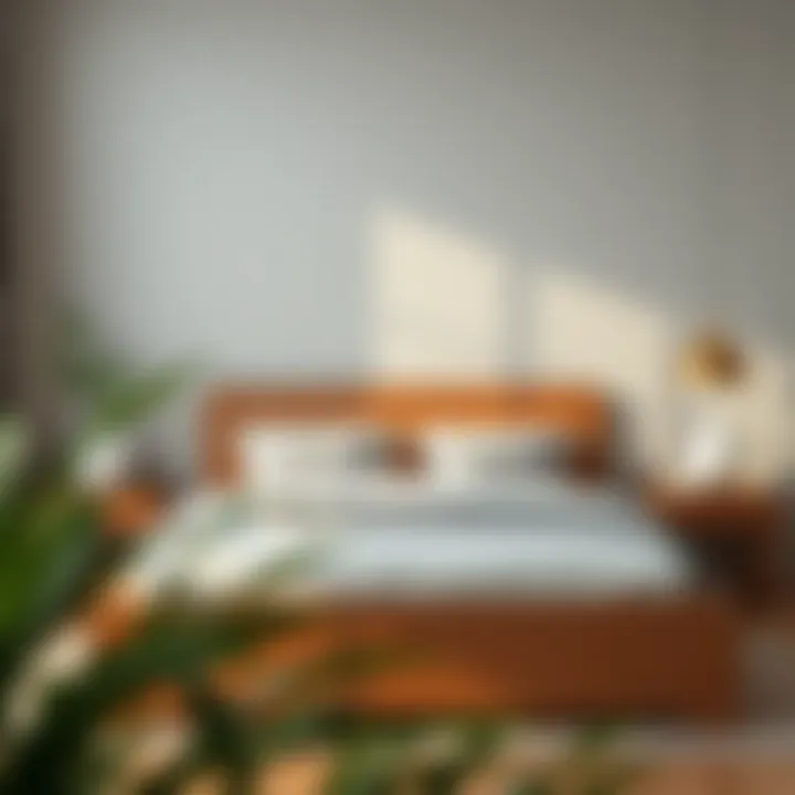 Elegant Solid Wood Bed Frame with Natural Grains Elegant solid wood bed frame showcasing natural grains