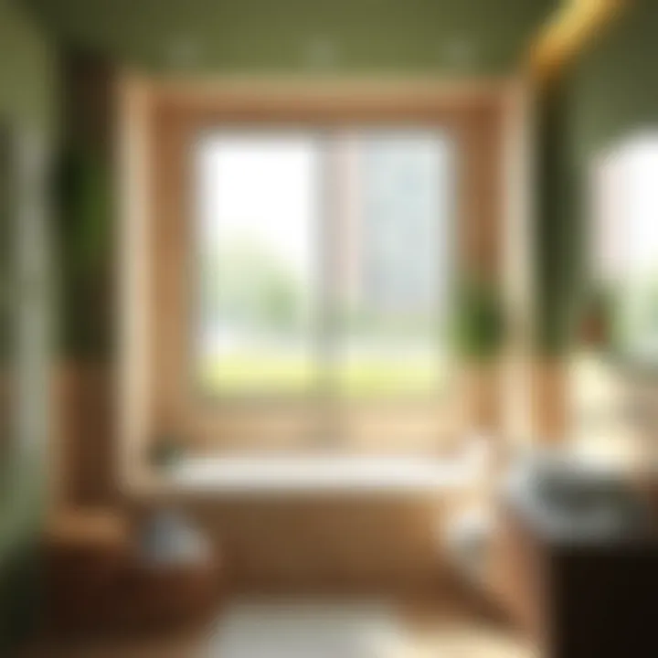 Calming green and beige tones in a modern bathroom