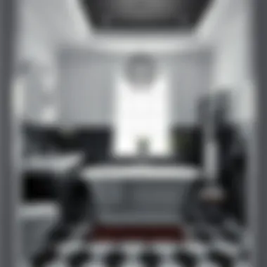 Chic monochrome bathroom with striking black and white contrast