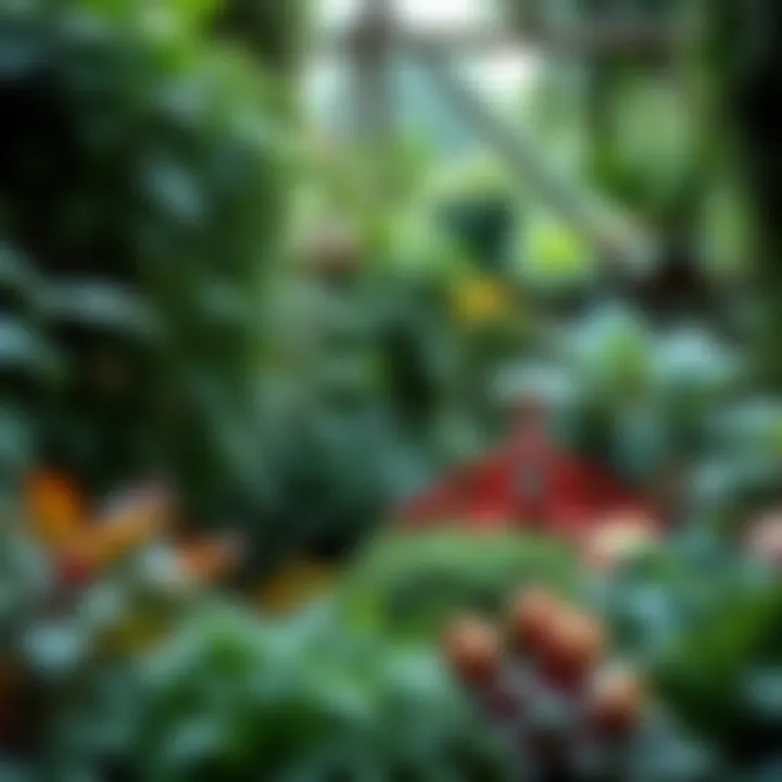 Diverse and Lush Organic Garden Scene Lush garden scene with diverse plant life