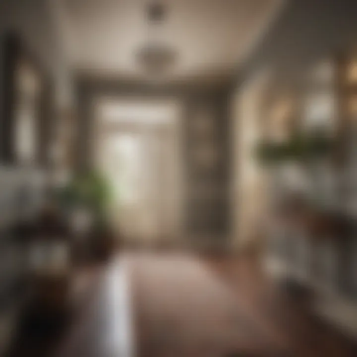 Chic entry area showcasing a blend of modern and vintage decor elements