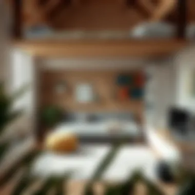 Leisure area concept beneath a loft bed