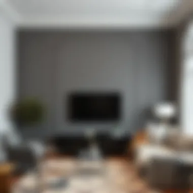 Elegant gray accent wall enhancing living room aesthetics