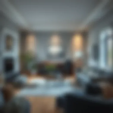 Modern living room showcasing various shades of gray