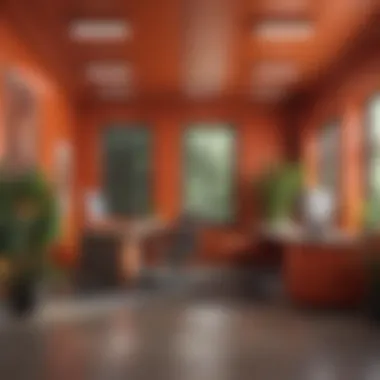 An office space designed with vibrant colors to enhance creativity.