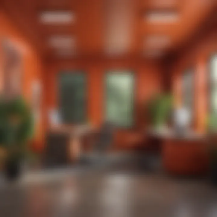 An office space designed with vibrant colors to enhance creativity.