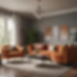 A harmonious living room showcasing a blend of warm and cool tones.