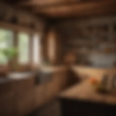 A rustic kitchen featuring earthy tones and natural finishes