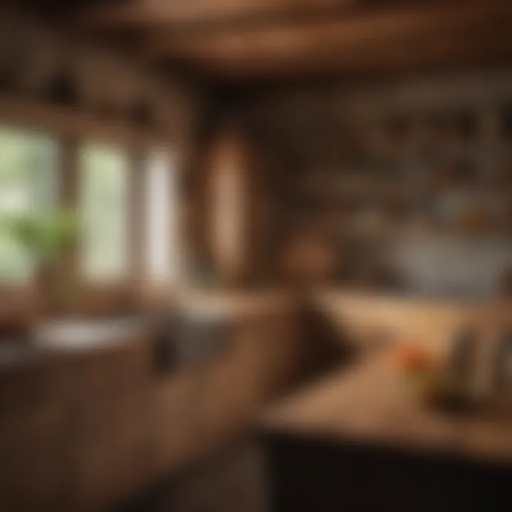 A rustic kitchen featuring earthy tones and natural finishes