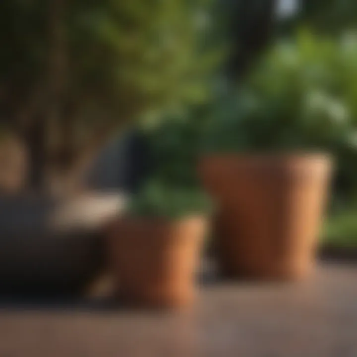 Variety of materials used for large outdoor tree pots