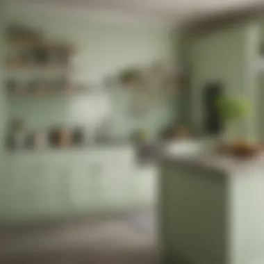 Trendy Light Green Cabinets with Chic Countertops Trendy light green kitchen cabinets paired with chic countertops