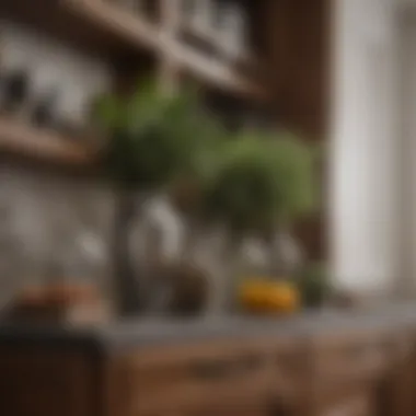 Elegant Arrangement of Decorative Elements Elegant arrangement of decorative items on top of kitchen cabinets