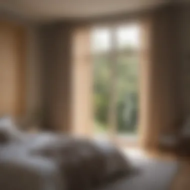 Stylish bedroom with modern curtain blinds enhancing aesthetics