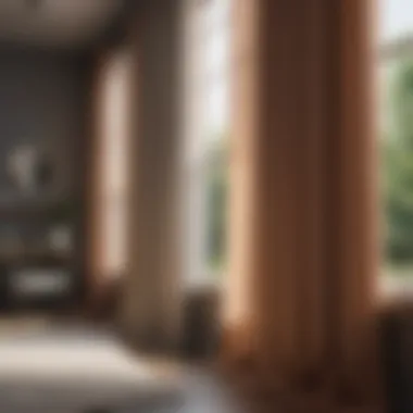 Variety of curtain blind styles displayed in a showroom