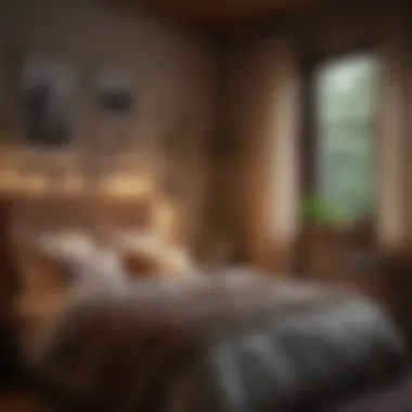 Warmth and Comfort in Design A cozy small bedroom with layered textiles and warm lighting
