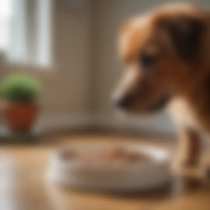 A pet enjoying its meal from an innovative feeder