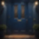 Elegant front door painted in deep blue