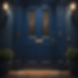 Elegant front door painted in deep blue