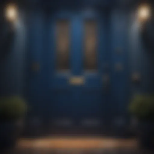 Elegant front door painted in deep blue
