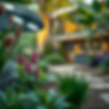 Sustainable landscape featuring native plants and eco-friendly features