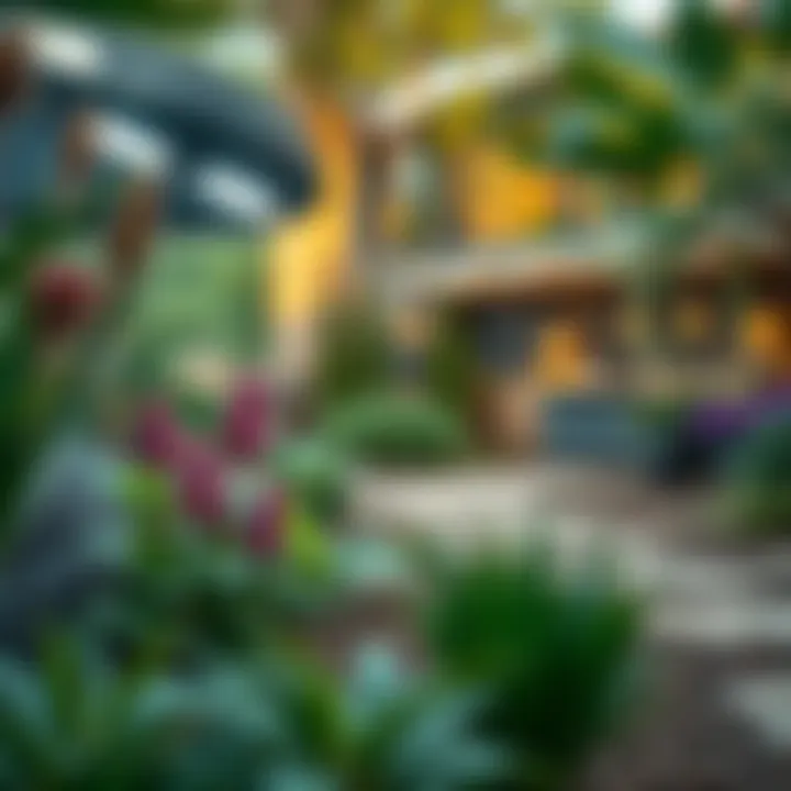 Sustainable landscape featuring native plants and eco-friendly features