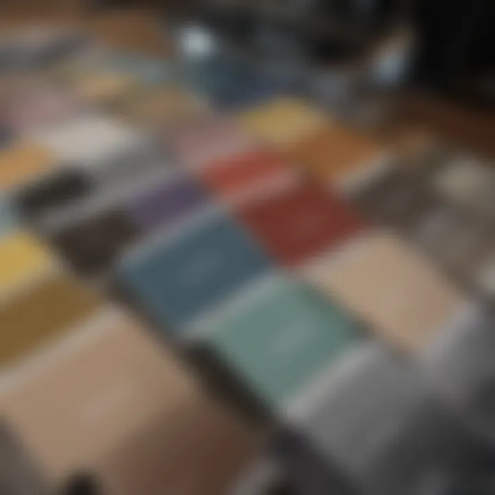 A color swatch display with various shades for home interiors