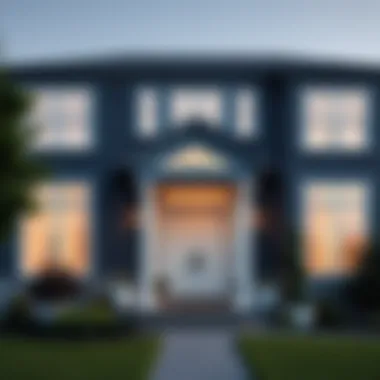 Elegant home featuring a striking navy blue trim