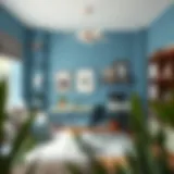 Modern Home Office in Calming Blue A modern home office with calming blue walls