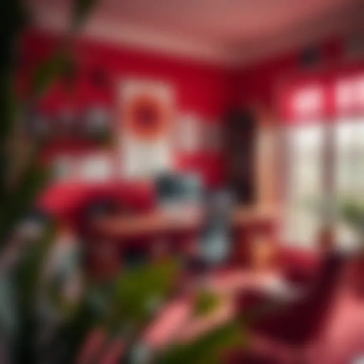 Vibrant red details enhancing productivity in a workspace